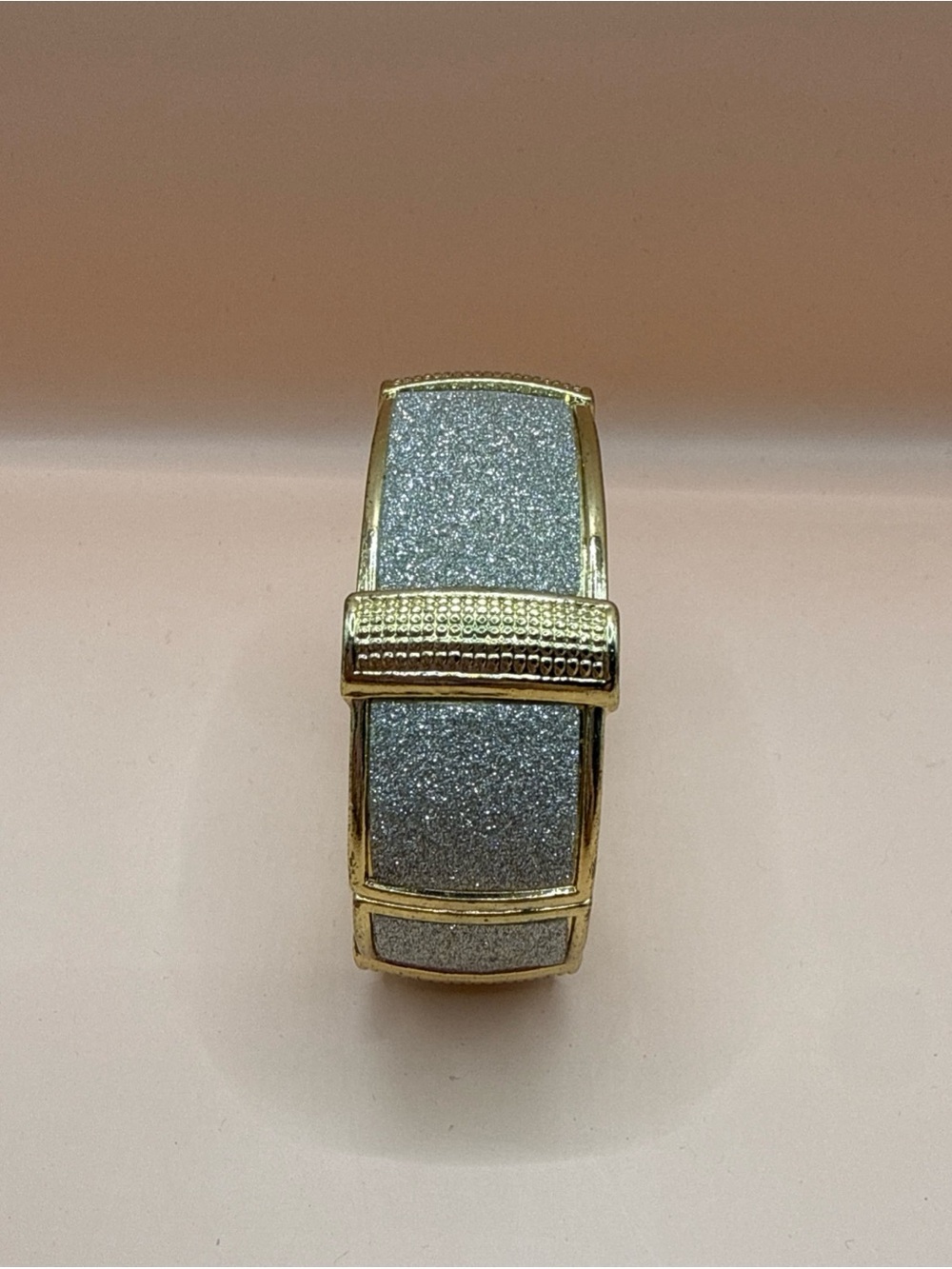 Gold and Silver Tone Sparkly Hinged Wide Bangle Bracelet Glitzy Statement Small